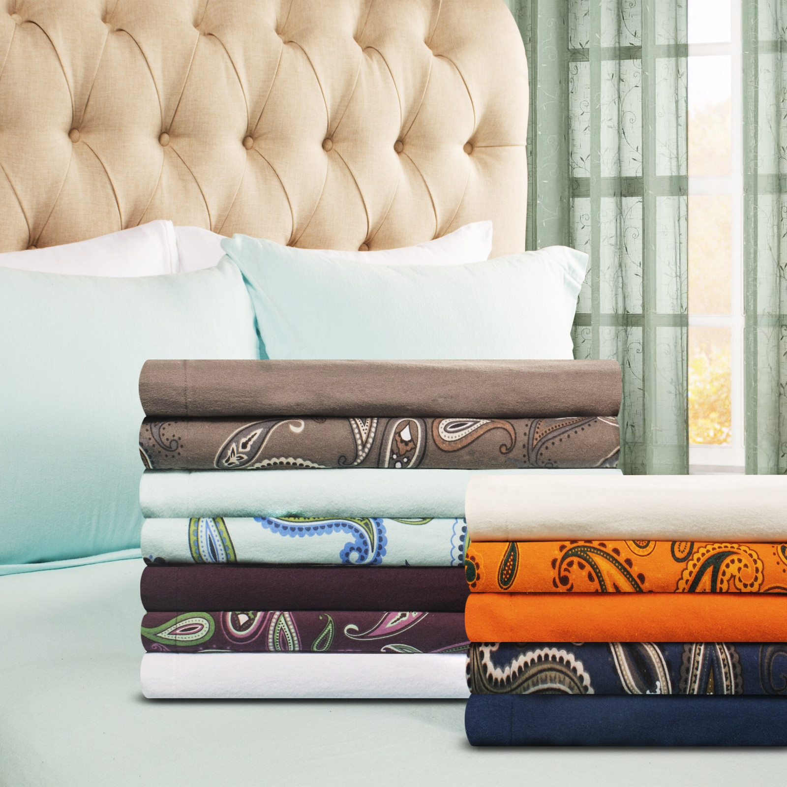 Vintage Floral Paisley Flannel Cotton Duvet Cover Set by