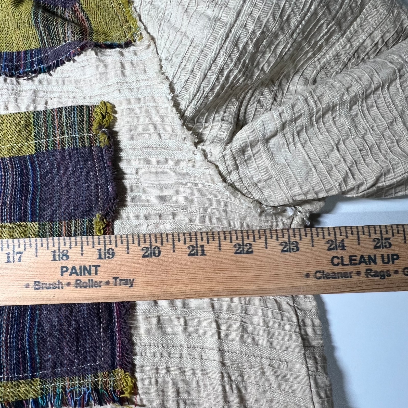 POL Patchwork Oversized Button Up Shirt Womens M … - image 8