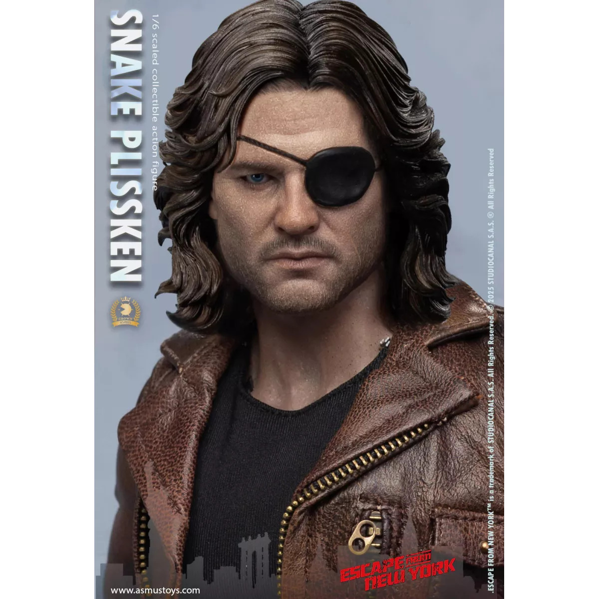 Figurine Snake Plissken Asmus Toys avec cheveux sculptés et costume en tissu 1/6
