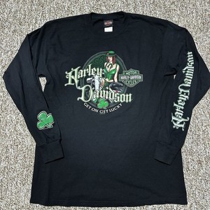 Harley Davidson Long Sleeve tee Shirt Mens L Get on Get Lucky