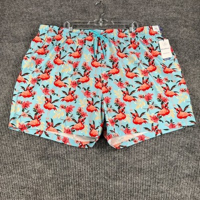 Caribbean Swim Shorts Mens 3XB Big Blue Flamingo Lined Ocean Beach Pool New