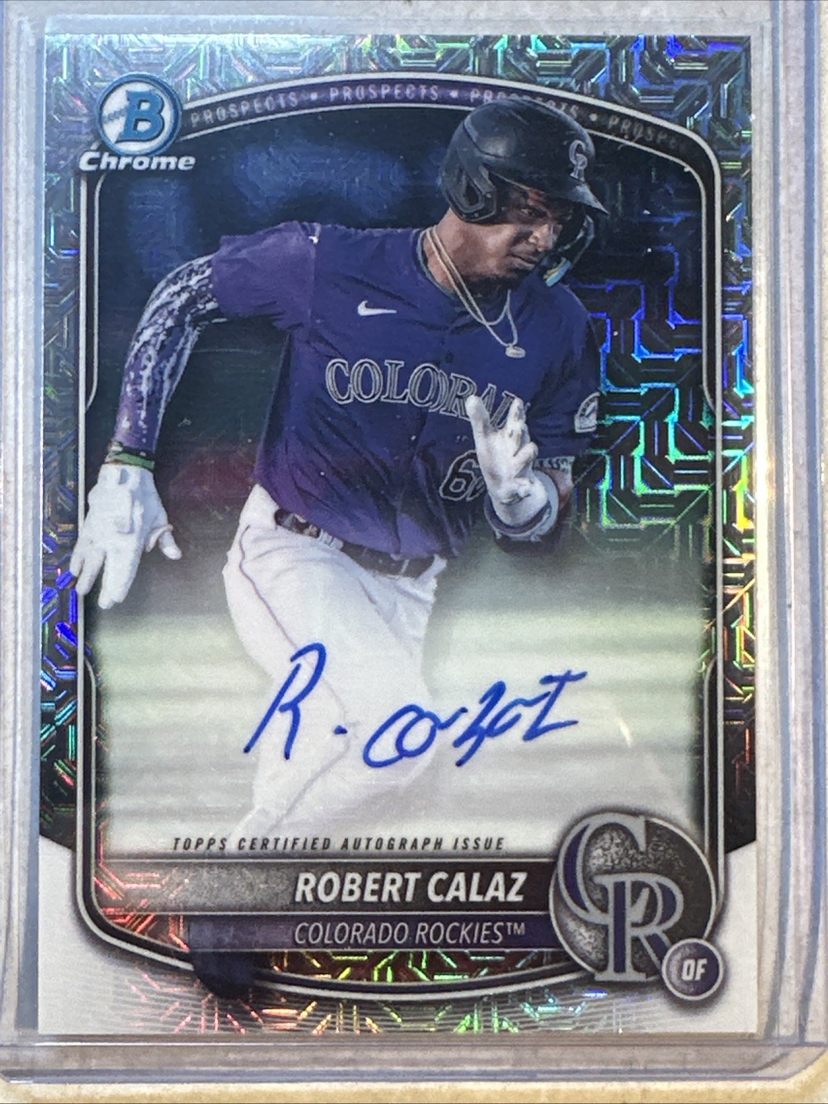 2025 Bowman Chrome Prospect Robert Calaz Mojo Refractor Auto RC #BMA-RC