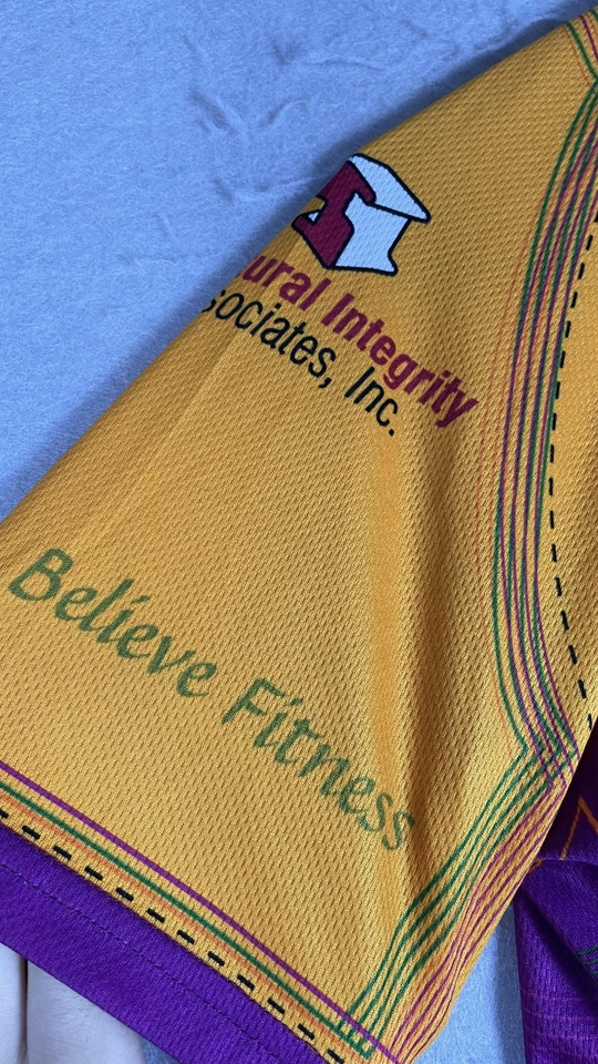 Camiseta de ciclismo Pactimo para mujer XS amarilla púrpura Team Jude Bike MS manga corta Foto 4 de 4