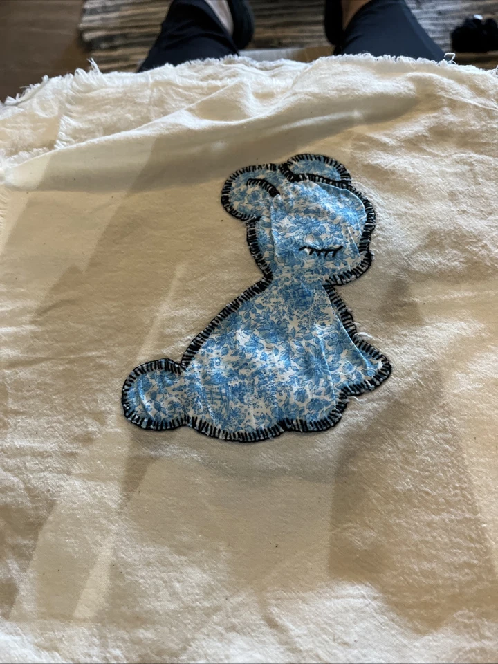 16 Fabric 12” squares Embroidered Bunny - Image 4 of 4