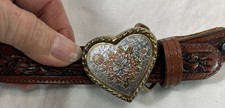 Nocona Western Belt Girls Leather PINK SILVER Heart Mocha Pink SIZE 28