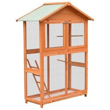 Image of Solid Pine & Fir Wood Bird Cage 125.5x59.5x164 cm Aviary House Habitat vidaXL
