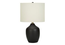 Table Lamp 22 In Black Ceramic Base with Ivory Cream Shade