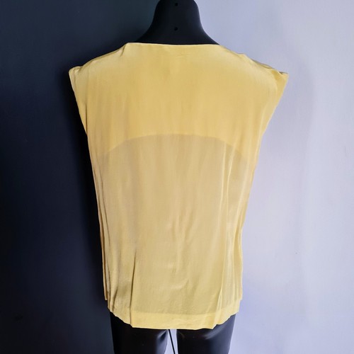 Women's size M 'COUNTRY ROAD' Gorgeous yellow frill silk blouse top - EUC - Picture 5 of 7