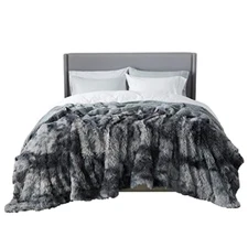 Bedsure Faux Fur King Size Blankets for Bed Grey - Tie-dye Fuzzy Fluffy Soft Big
