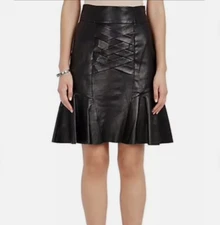NWT $795 Derek Lam I0 Crosby Black Leather Skirt SIZE 4