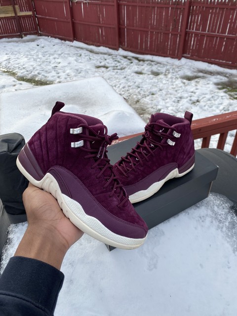burgundy and white jordan 12