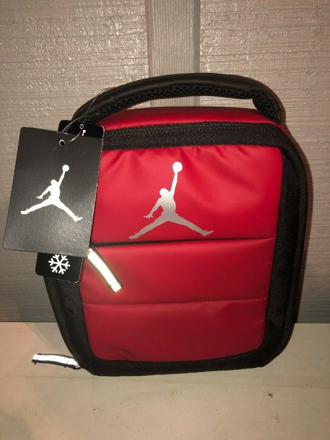 red and black lunch bag