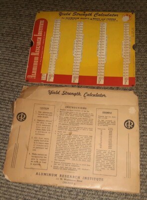 ALUMINUM RESEARCH INSTITUTE 1947 Yield-Strength Calculator ALLOYS BRASS COPPER