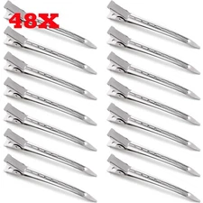 48 pcs Metal Duck Bill Sectioning Clips Hair Wave Alligator Clamp Barber Cutting