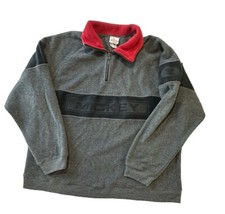 Mickey Mouse Men XL Fleece Zip Pullover Gray Black Red Collar Disney Store