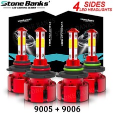 9005 9006 LED Headlights Kit Combo Bulbs 6500K High Low Beam Super White Bright