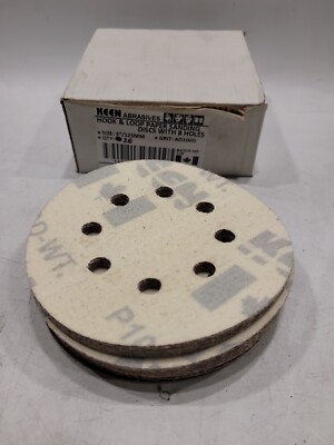 5'' HOOK & LOOP PAPER SANDING DISCS 8 HOLES AO100D GRIT KEEN QTY- 26!!!!