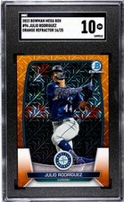 2023 Bowman Chrome MEGA Orange Mojo Ref /25 Julio Rodriguez SGC 10 MINT