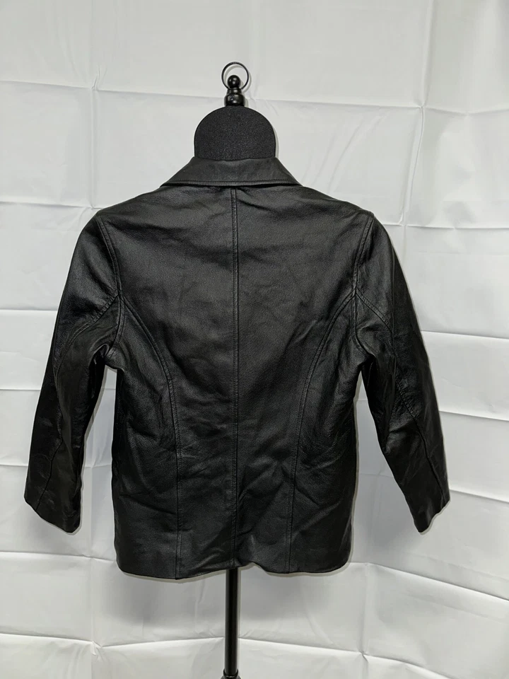 Wilsons Kids Black Leather Jacket Thinsulate, XL Biker, Rock, Cool, Grease EUC - Image 2 of 4