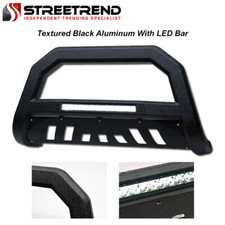 For 1999-2004 Ford F250f350 Textured Blk Avt Aluminum Led Bull Bar Bumper Guard