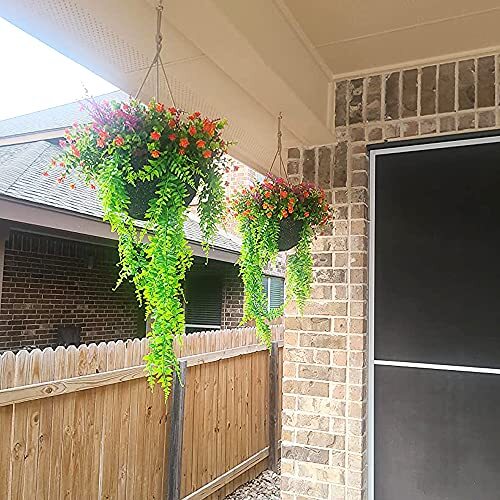2 pcs Artificial Hanging Ferns Plants Vine Fake Ivy Boston Fern Hanging Green - Bild 7 von 7