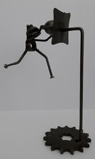 Nuts Bolts Metal Ornament Figure Frog Playing Basketball Animal Collectable