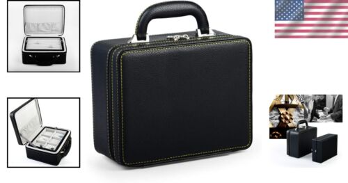 Durable Black Leather Travel Jewelry Case with 9 Compartments for All Occasions - Picture 2 of 9