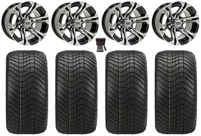 GTW Specter 12'' Golf Wheels Machined Elite 215x40-12 Tires E-Z-GO & Club Car