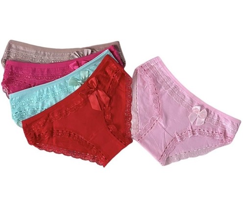 LOT NEW 5 Women Bikini Panties Brief Floral Lace Cotton Underwear Size M L XL - Picture 30 of 101