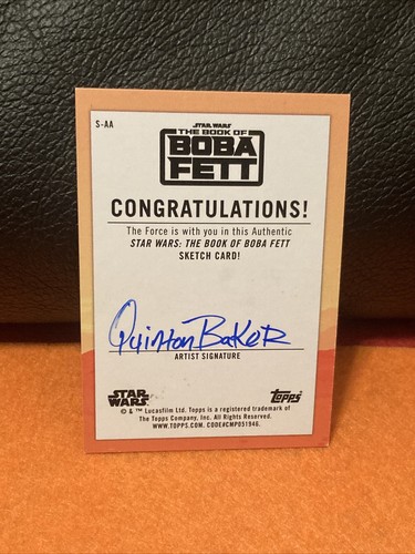 2022 TOPPS STAR WARS BOOK OF BOBA FETT-LUKE SKYWALKER,YODA SKETCH CARD SP# 1/1 - Picture 6 of 8