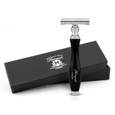 Double Edge Rasierhobel für Männer und Frauen, ergonomisch, metallisch schwarzer Griff
