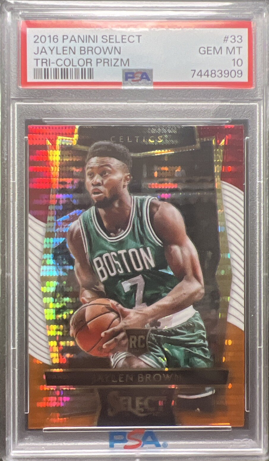 2016 Panini Select Jaylen Brown #33 RC Rookie Tri-Color Prizm PSA 10