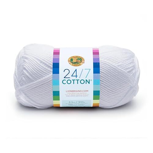 Lion Brand 24/7 Baumwollgarn, leichtes Garn zum Stricken, 1er Pack weiß - Bild 2 von 7
