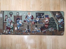 Santas Workshop Christmas Holiday Mr Mrs Clause Elves Table Runner 34" X 13"