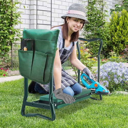Large Folding Garden Kneeler Bench Soft Eva Pad Seat Stool Pouch Relieve fatigue - Picture 5 of 12