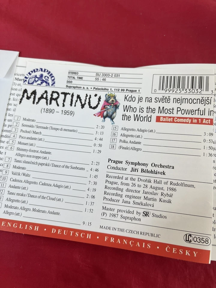 CD clásico Bohuslav Martinu Who Is The Most Powerful Belohlavek Praga Symph Foto 3 de 4