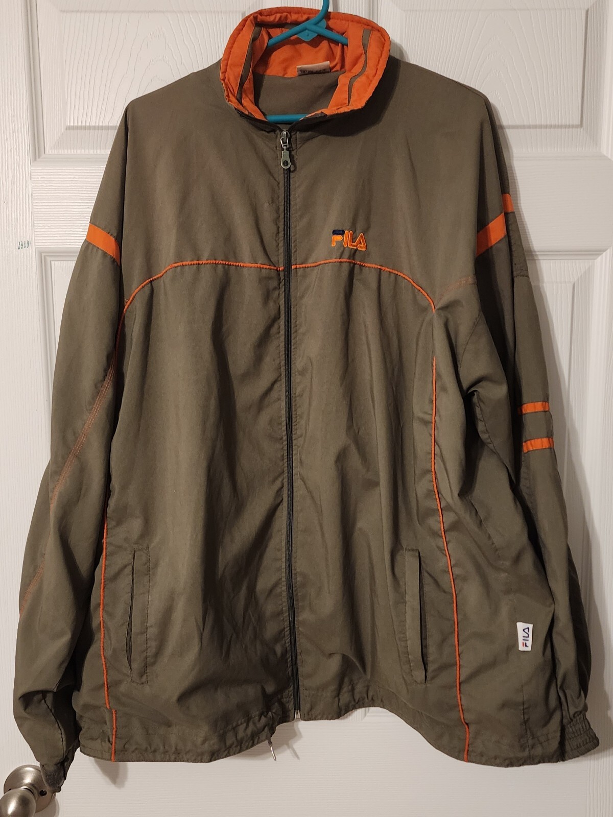 Giacca a vento Fila verde scuro e arancione full zip uomo XXL