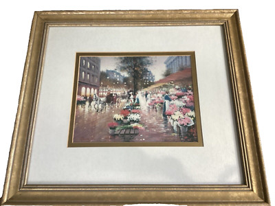 CHUN, 1992 Vintage Art Print Paris Street Cityscape Framed