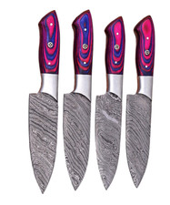 Damascus Steak Chef Knife Set Custom Made - H...