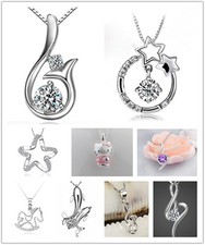 Silver Pendant w/ 925 Sterling Silver Necklace Swarovski Element FS