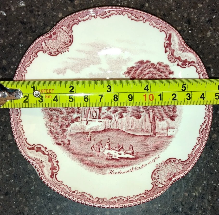 6 英寸板 Johnson Bros. Old Castle England 复古红色印花转移器 Kenelworth — 第 2/3 张图片