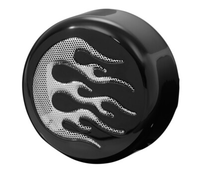 Black & Chrome Flames Horn Cover Ersatz für Harley-Davidson