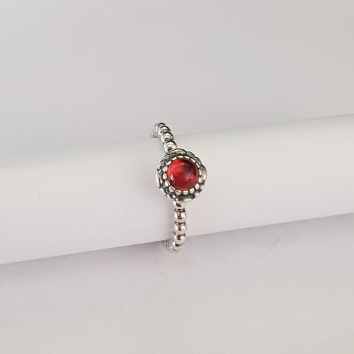 New Pandora Red Garnet January Birthstone Silver Ring Birthday Blooms Size 52 - Picture 6 of 6
