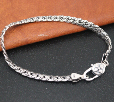 Echt 925 Sterling Silber Armband Damen Herren 5mm Panzerkette 7,87inch /14-15g