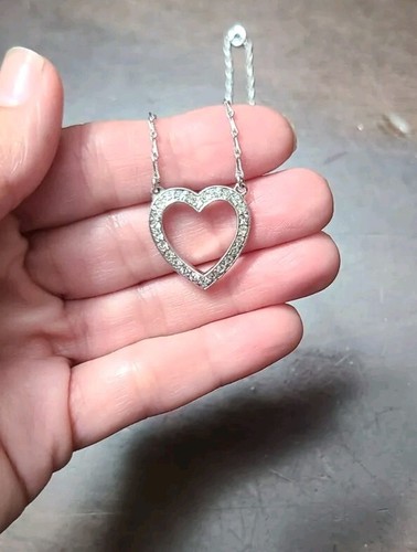 VINTAGE*OPEN HEART STERLING NECKLACE,C.1930'S - Picture 6 of 9