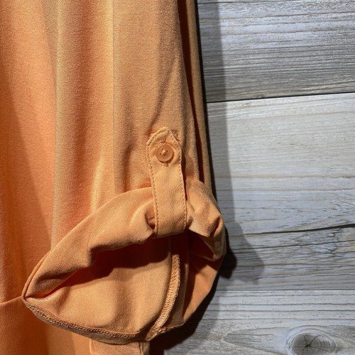 Chico’s Wendi Tunic Top Chiffon Hem Slinky 3/4 Sleeve Stretch Size 4/XXL Peach - Picture 3 of 7