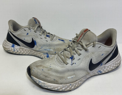 Nike Revolution 5 Painted Men's Running Shoe Size 9 Pure Platinum Thunder Blue