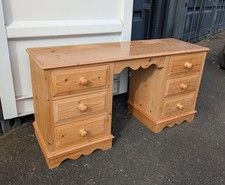 Vintage Pine Pedestal Desk Or Dressing Table