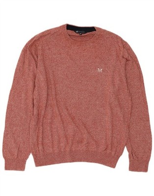 CREW CLOTHING Herren Rundhals Pullover Pulli XL rot gefleckt Baumwolle BS07