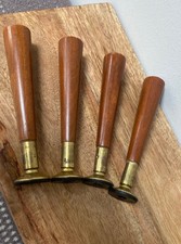 4 Vintage Teak Dansette Legs Fittings Modernist Space Age MCM 15cm Long Tapered